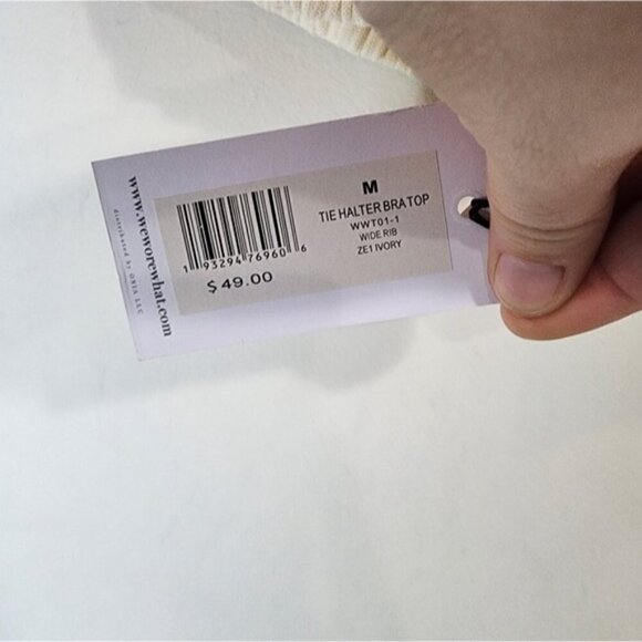 WeWoreWhat Bra Top Women‎ Medium Ivory Revolve Ribbed Stretchy Cropped New - Picture 8 of 10